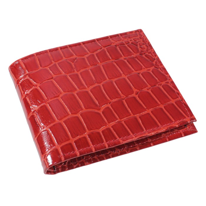Портмоне, натуральная кожа, цвет красный крокодил