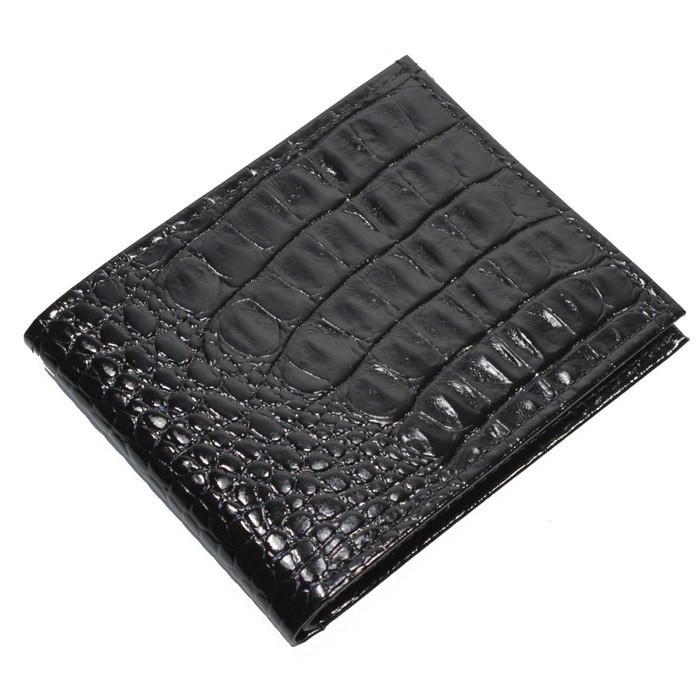 Портмоне, натуральная кожа, цвет чёрный кайман
