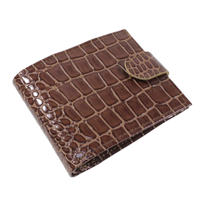 Портмоне, кнопка, натуральная кожа, цвет светло-коричневый