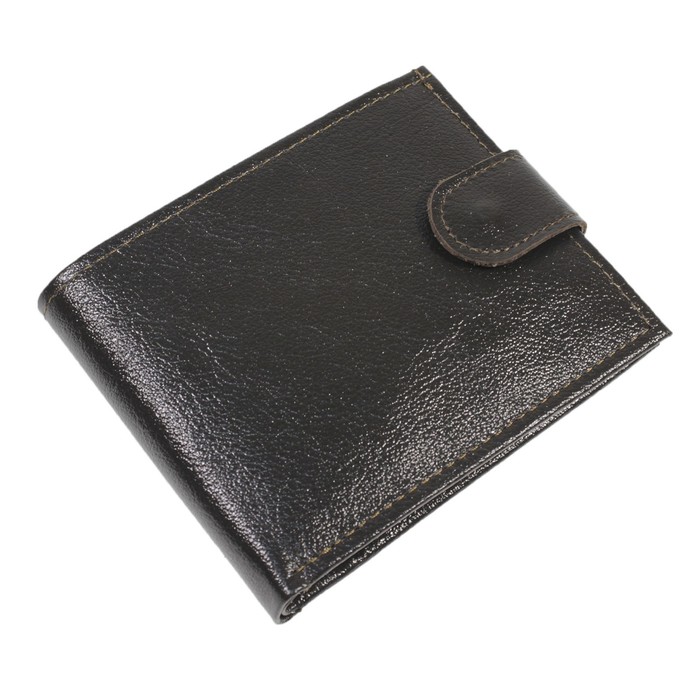 Портмоне на кнопка, натуральная кожа, цвет коричневый