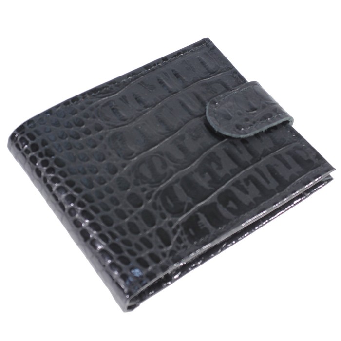 Портмоне, кнопка, натуральная кожа, цвет чёрный