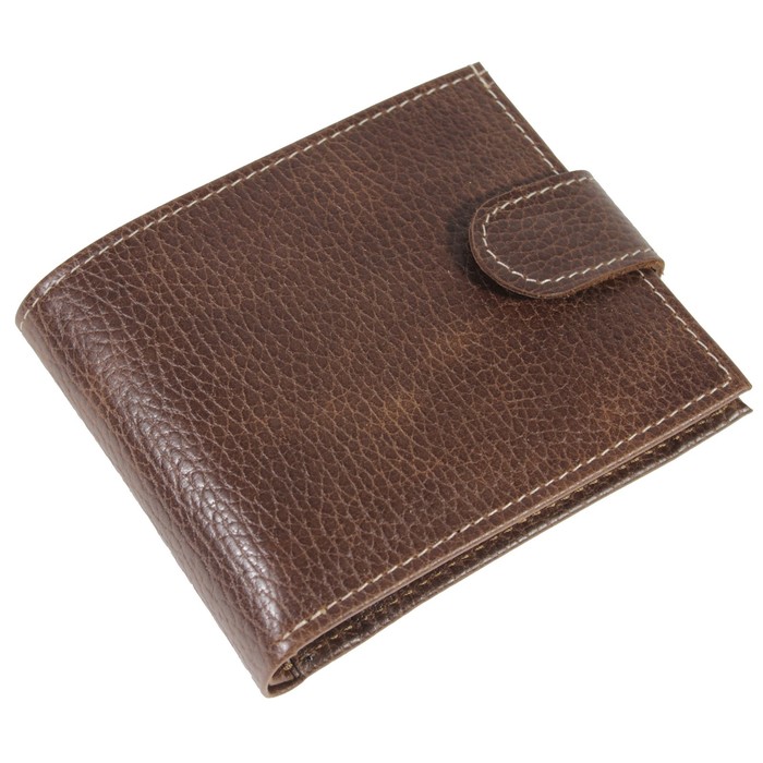 Портмоне мужское, кнопка, натуральная кожа, цвет коричневый флотер