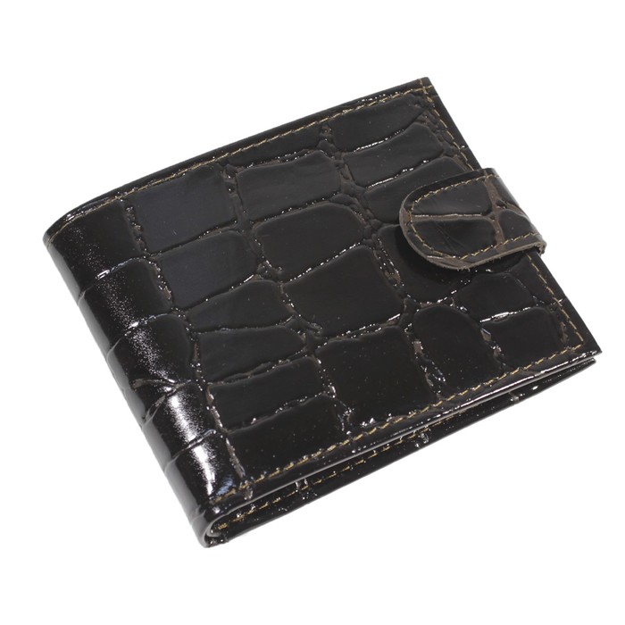 Портмоне мужское, кнопка, натуральная кожа, цвет коричневый скат