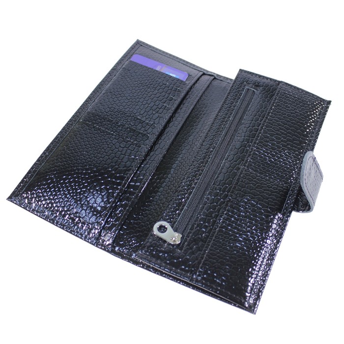 Купюрник жен., кнопка, н/к, цвет чёрная змея Пр950-201