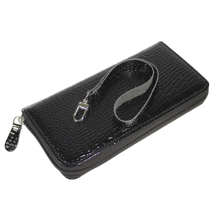 Кошелёк жен., молния, н/к, цвет чёрный крокодил Пр951-200