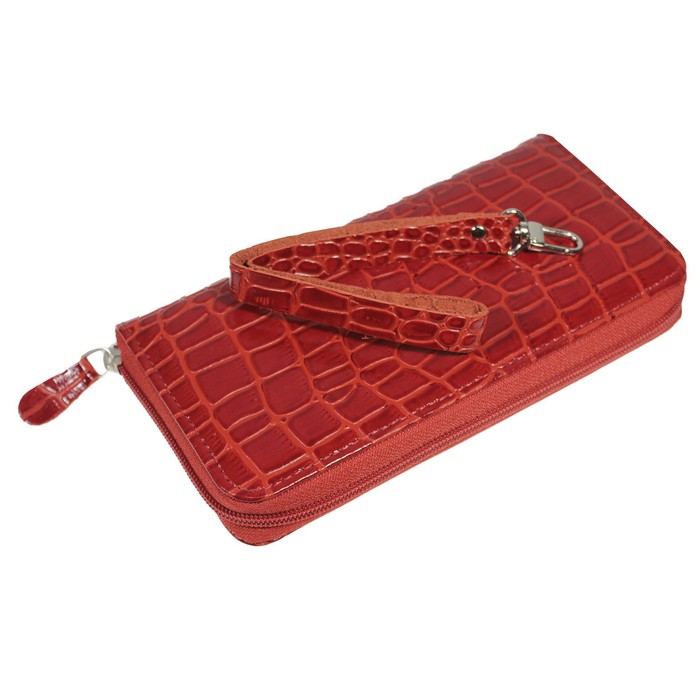 Кошелёк жен., молния, н/к, цвет красный крокодил Пр951-203