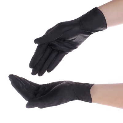 Перчатки Benovy, нитриловые, текстурированные, размер М, чёрные, 3,5 г, 50 пар