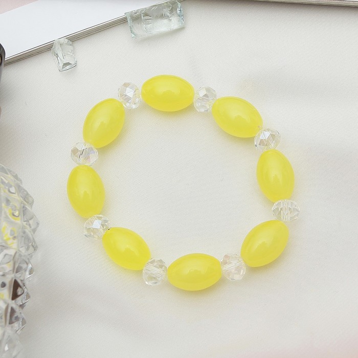 Браслет "Агат с хрусталем" рис, цвет желтый