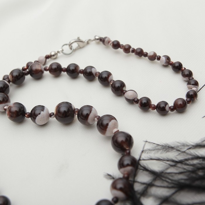 Бусы "Перламутр" шар на увеличение через узел, цвет черный