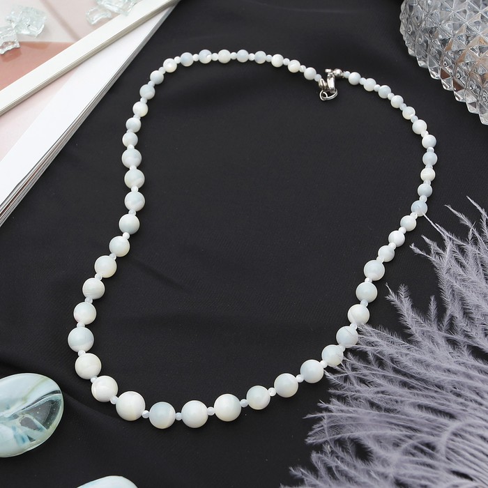 Бусы "Перламутр" шар на увеличение через узел, цвет белый