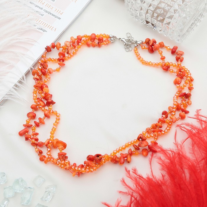 Бусы крошка с бисером, жгут "Коралл оранжевый", 45см
