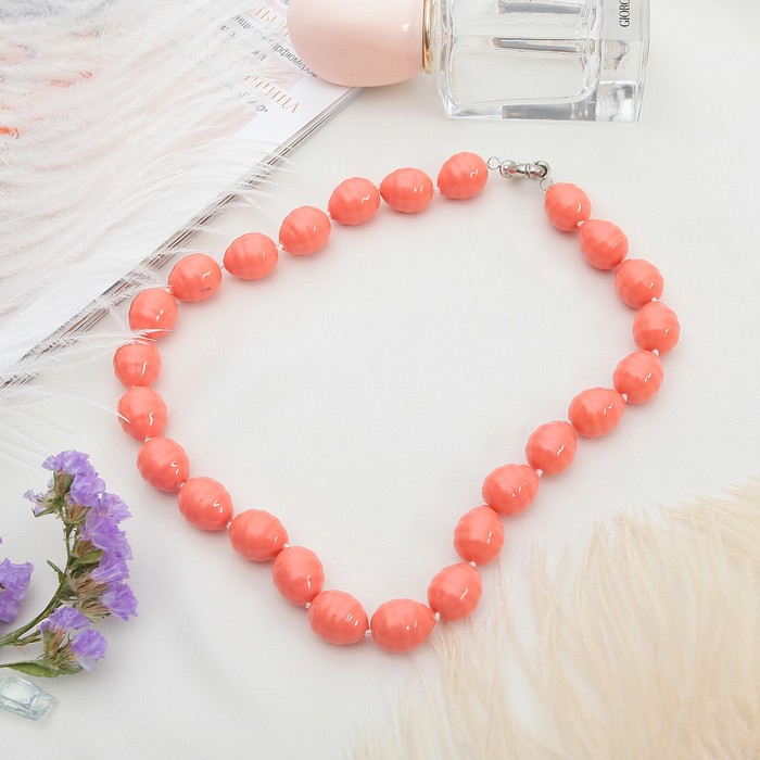 Бусы "Майорка" капля рифленая, цвет коралловый, 45см