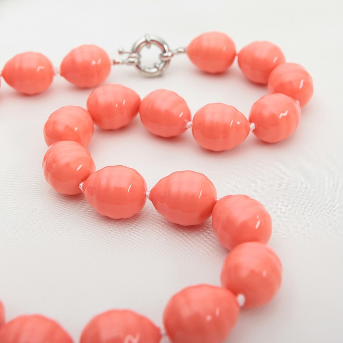 Бусы "Майорка" капля рифленая, цвет коралловый, 45см