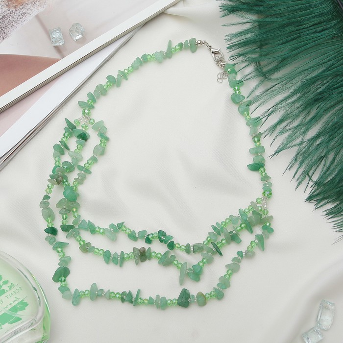 Бусы 3 яруса крошка "Нефрит"