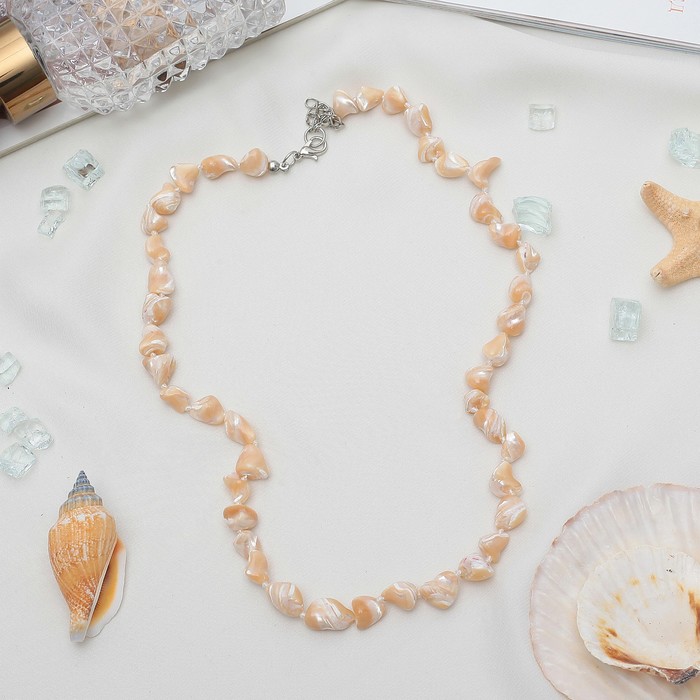 Бусы "Перламутр" галтовка мелкая, цвет бежевый, 45см