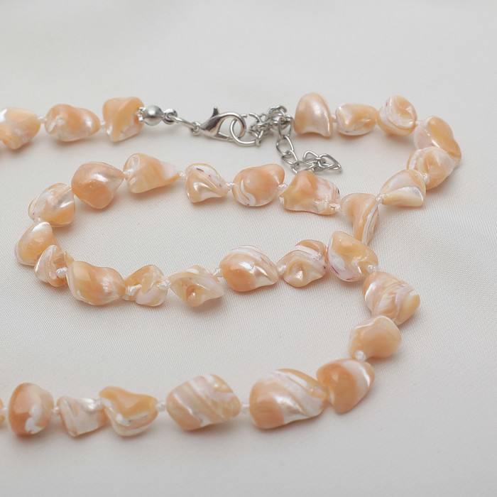 Бусы "Перламутр" галтовка мелкая, цвет бежевый, 45см