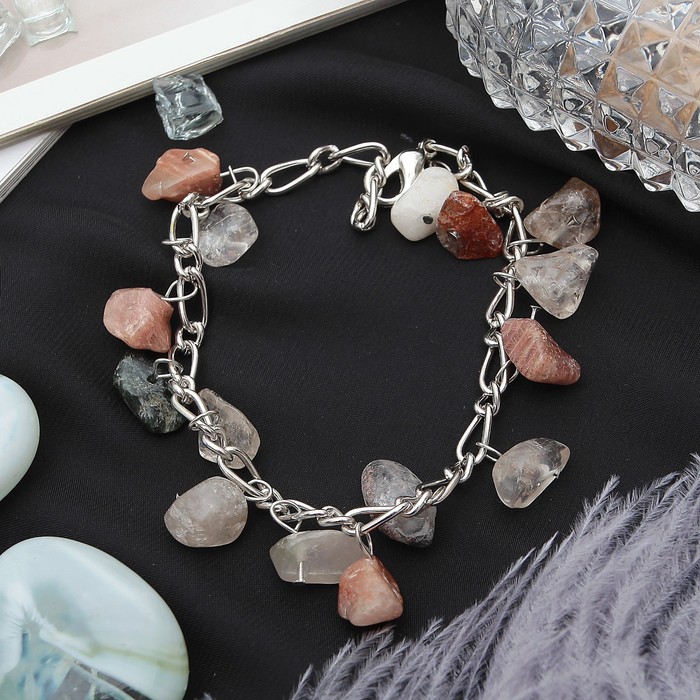 Браслет галтовка на цепочке "Кварц"