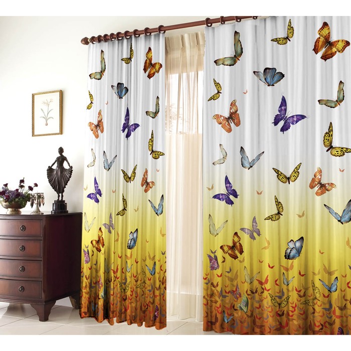 Комплект штор Butterfly, размер 150х270 см-2 шт., габардин