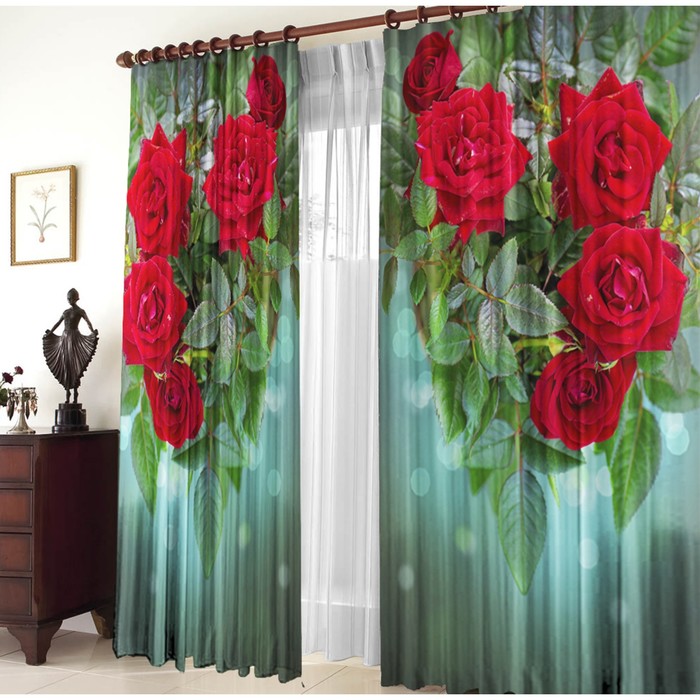 Комплект штор "Пурпурное сердце", размер 150х270 см-2 шт., габардин