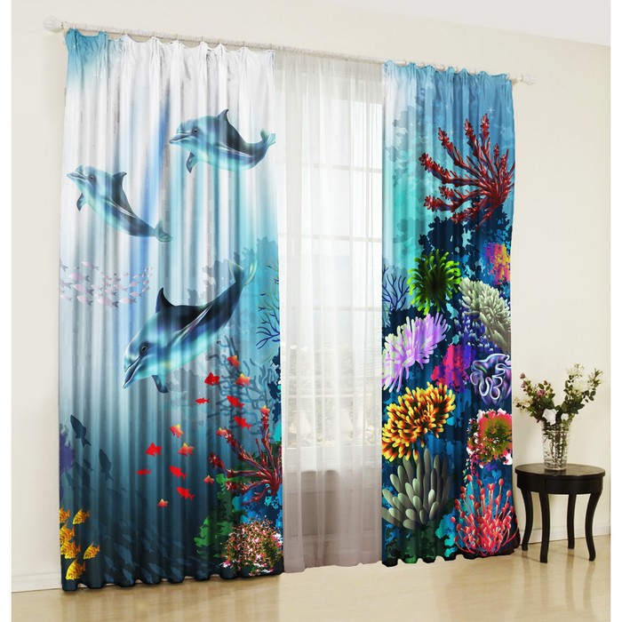 Комплект штор "Кораллы", размер 150х270 см-2 шт., габардин