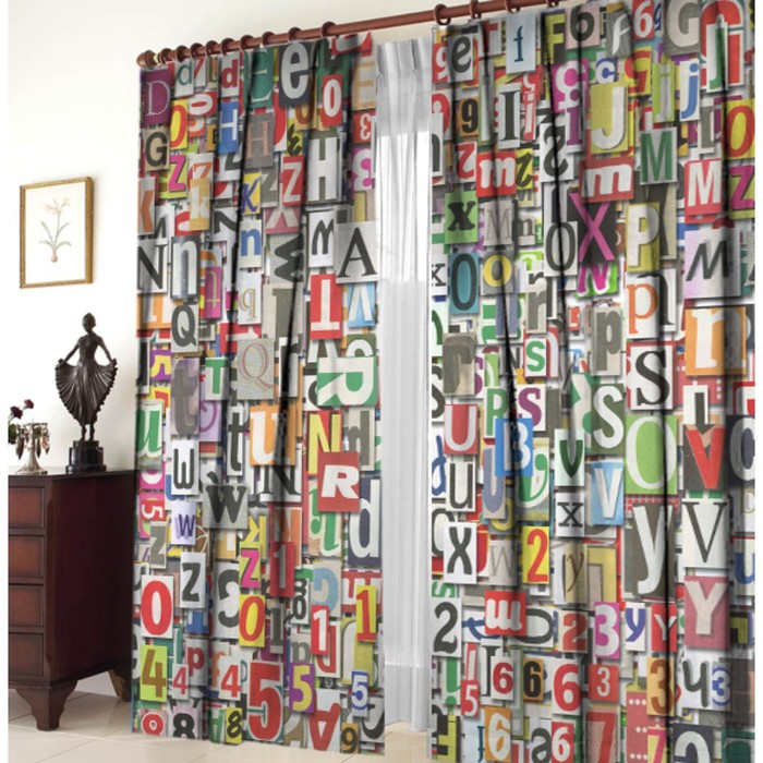 Комплект штор "Алфавит", размер 150х270 см-2 шт., габардин