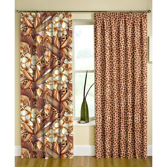 Комплект штор "Леопардовый принт", размер 150х270 см-2 шт., габардин