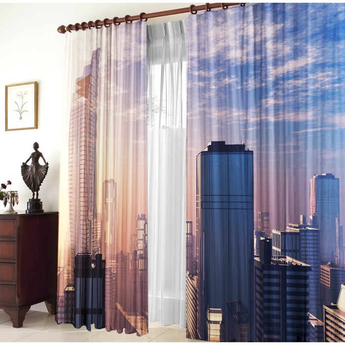 Комплект штор "Небоскрёбы", размер 150х270 см-2 шт., габардин