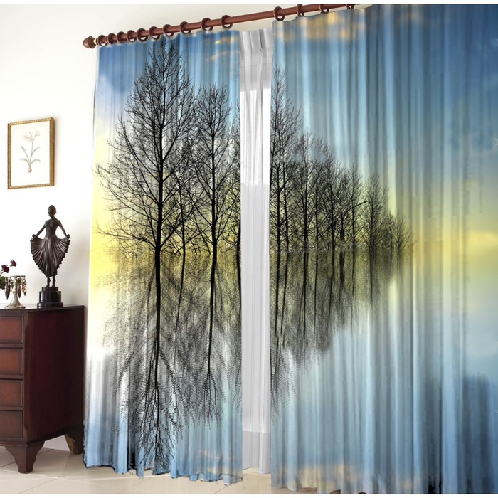 Комплект штор "Отражение в воде", размер 150х270 см-2 шт., габардин