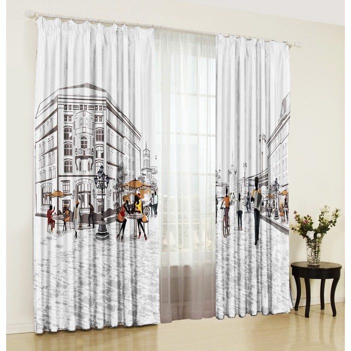 Комплект штор "Любимый город", размер 150х270 см-2 шт., габардин