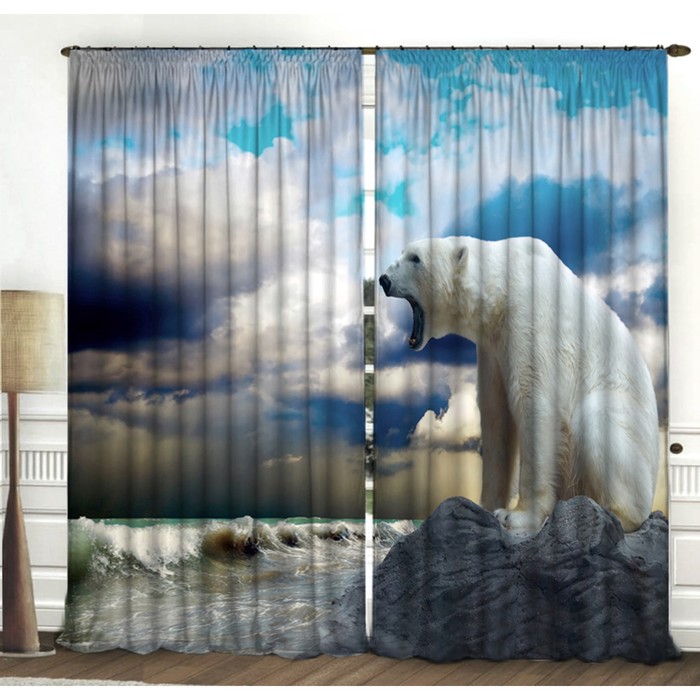 Комплект штор "Белый медведь", размер 150х270 см-2 шт., габардин