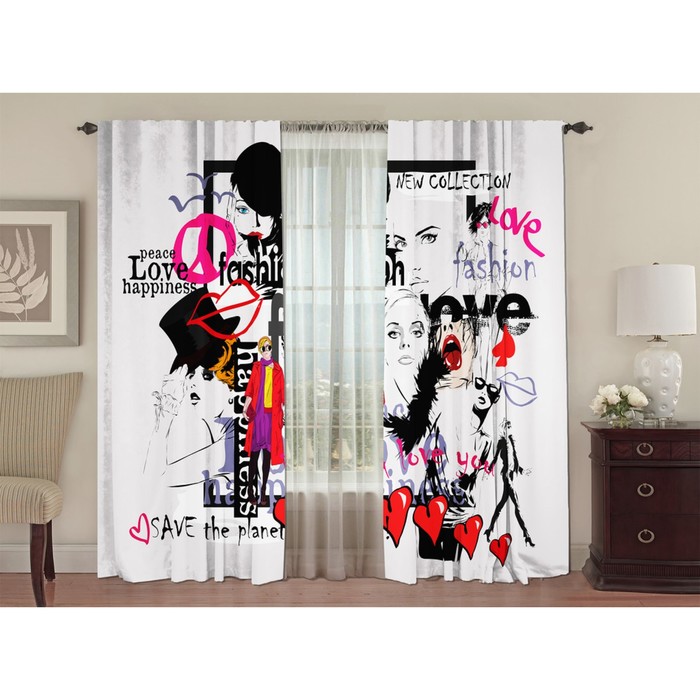 Комплект штор "Фэшн", размер 150х270 см-2 шт., габардин