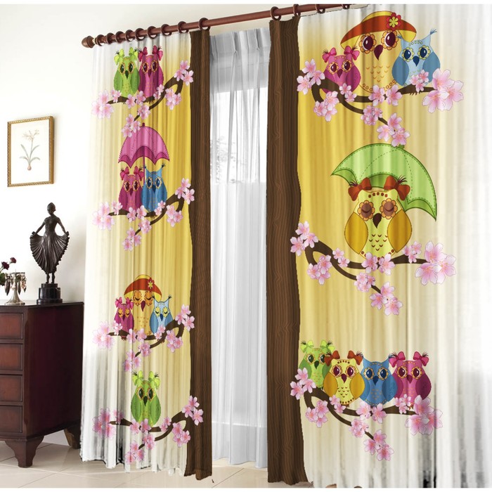 Комплект штор "Совята", размер 150х270 см-2 шт., габардин