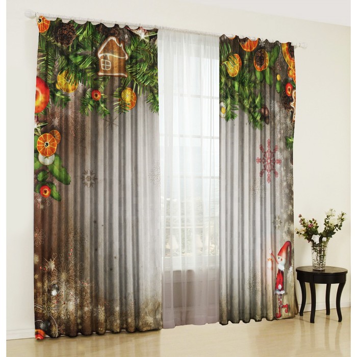 Комплект штор "Пряники", размер 145х267 см-2 шт., сатэн