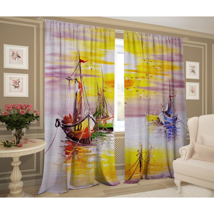 Комплект штор "Альбом", размер 145х267 см-2 шт., сатэн