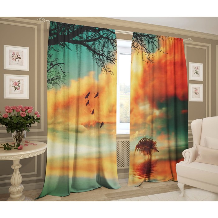 Комплект штор "Атмосфера", размер 145х267 см-2 шт., сатэн