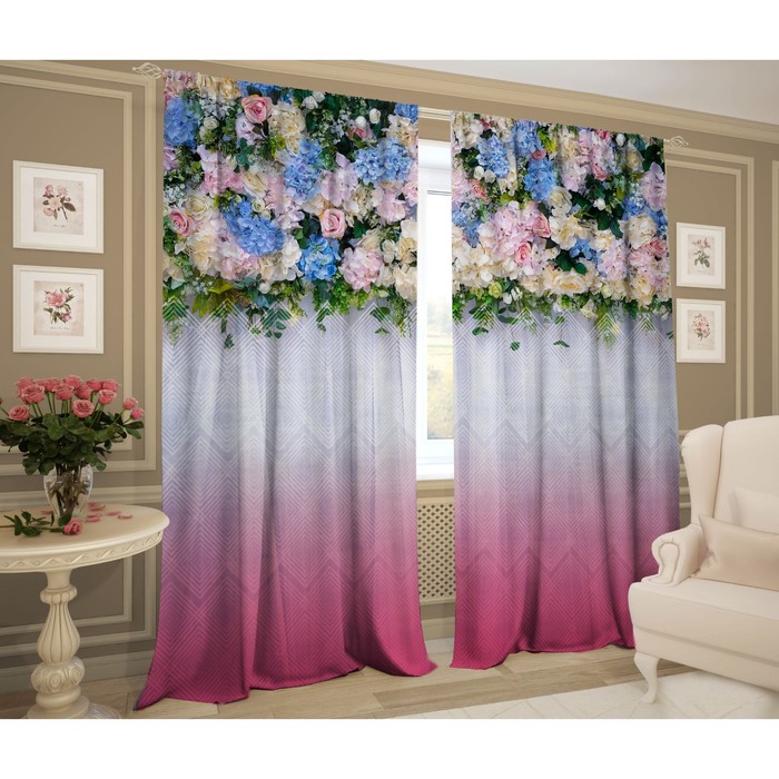 Комплект штор "Бонжур", размер 145х267 см-2 шт., цвет розовый, сатэн
