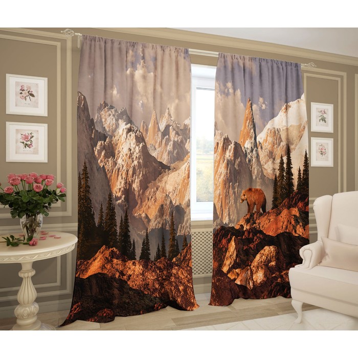 Комплект штор "Гризли", размер 145х267 см-2 шт., сатэн