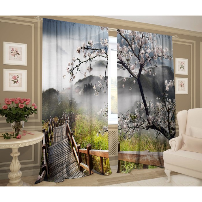 Комплект штор "Умиротворение", размер 145х267 см-2 шт., сатэн