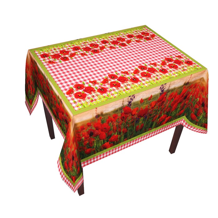 Скатерть "Маки", размер 120х150 +/-3 см, габардин