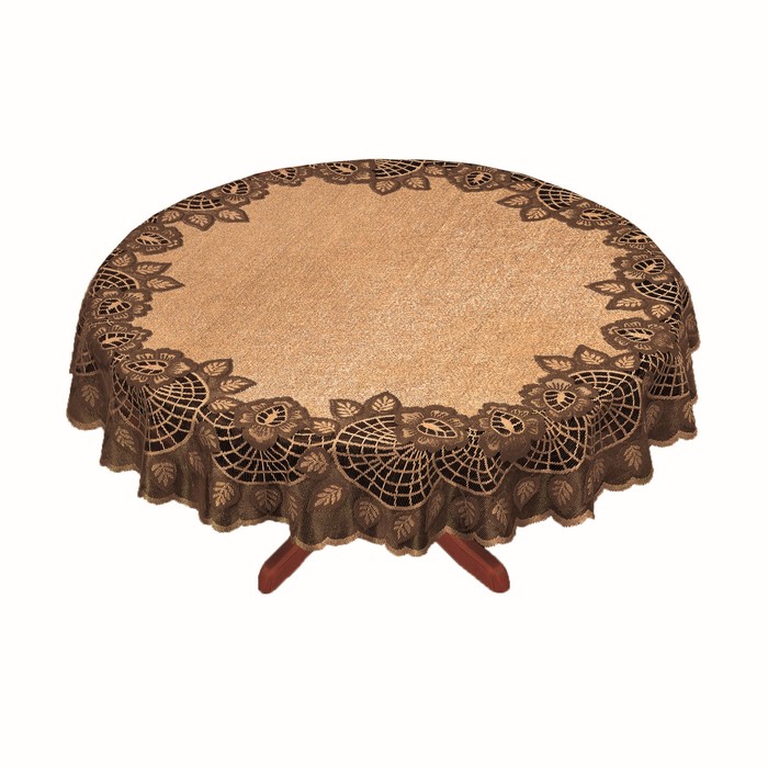 Скатерть круглая, диаметр 150 см, цвет оливково-коричневый