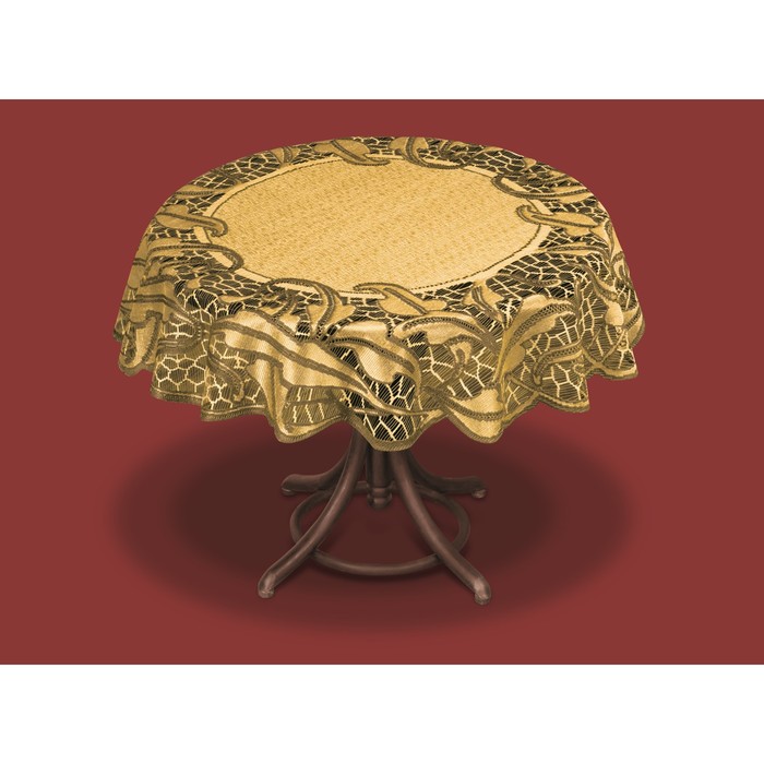 Скатерть круглая, диаметр 120 см, цвет оранжевый/оливковый