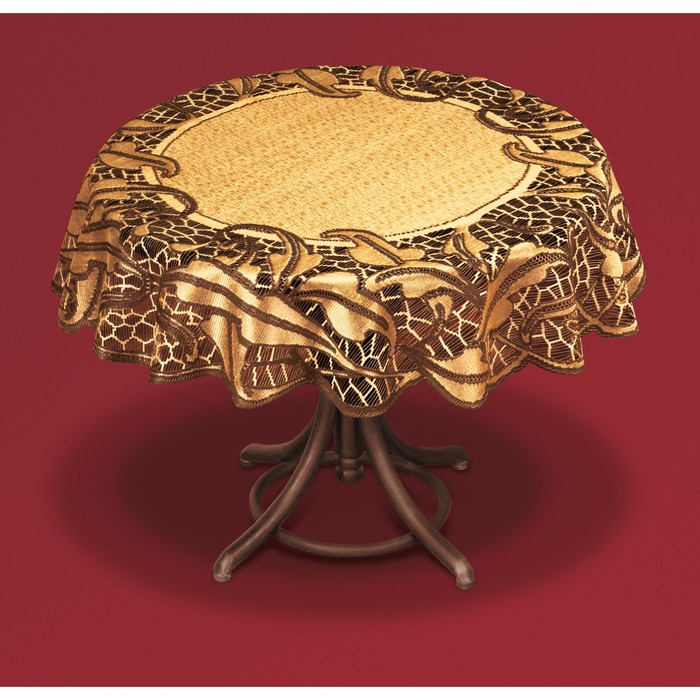 Скатерть круглая, диаметр 120 см, цвет оливковый/коричневый