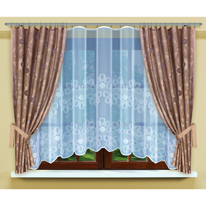 Шторы кухонные, 145х170 см-2 шт., тюль 160х300 см