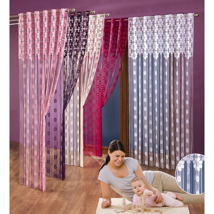 Гардина-лапша, размер 150х250 см, бордо