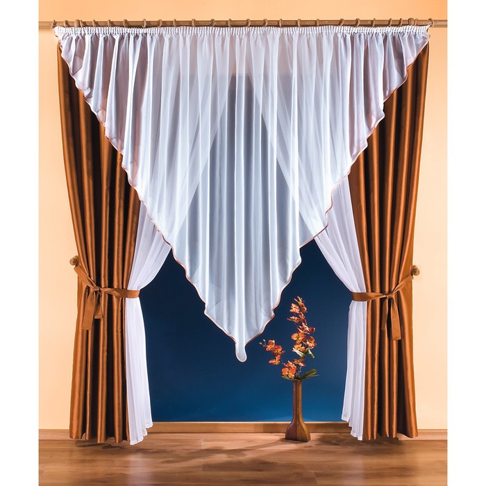 Комплект штор, 140х250 см-2 шт., тюль 250х500 см, 150х250 см-2 шт.