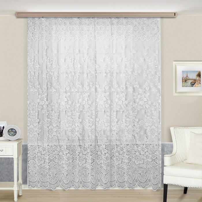 Тюль, размер 250х350 см, цвет бежевый