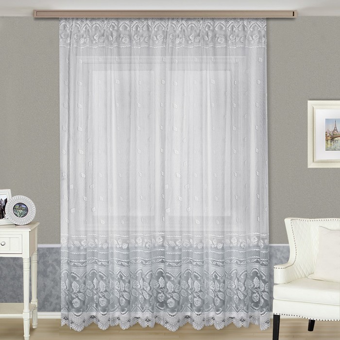 Тюль, размер 290х300 см, цвет белый