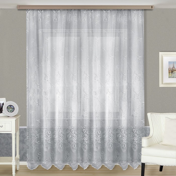 Тюль, размер 290х300 см, цвет белый