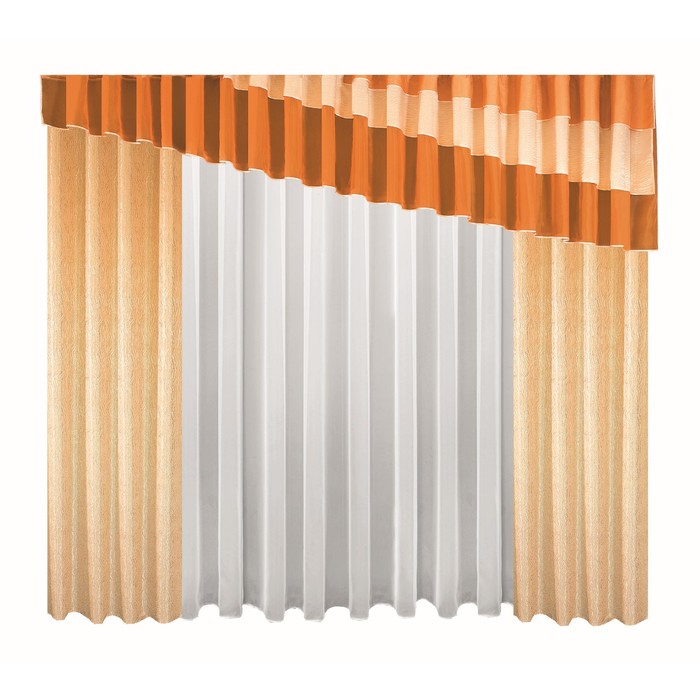 Комплект штор, 138х250 см-2 шт., тюль 250х500 см, ламбрекен 100х580 см