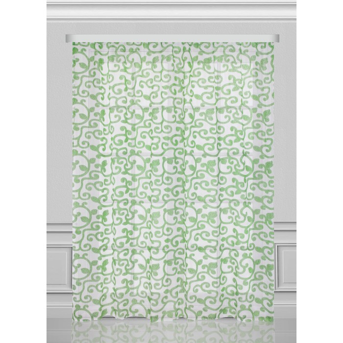 Тюль, размер 250х265 см, цвет зелёный